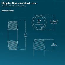 Load image into Gallery viewer, Supply Giant OQHM2040 Nipple Pipe, 2" x 4", Galvanized