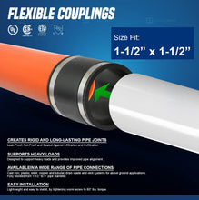 Load image into Gallery viewer, Supply Giant 6I46 Flexible PVC Coupling With Stainless Steel Clamps, 1-1/2 ", Black