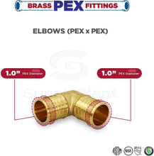 Load image into Gallery viewer, Supply Giant QYMO0100-10 X PEX 90 Degree Elbow Barb Pipe Fitting 1" Brass, 1 Inch