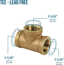 Load image into Gallery viewer, Supply Giant CSUF0114 1-1/4 in. Brass Tee, Lead Free, 12