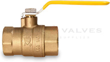 Load image into Gallery viewer, Midline Valve 827T336-NL Premium Full Port Ball Valve Brass, x 1-1/4 in. FIP, 1-1/4 in. FIP x 1-1/4 in. FIP