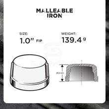 Load image into Gallery viewer, Everflow Supplies Black Malleable Iron Pipe Cap for 150 lb Applications with Female Thread