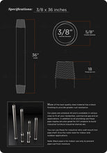 Load image into Gallery viewer, Supply Giant QDCM3836 36" Long Pre-Cut Black Steel Pipe with 3/8" Nominal Size Diameter