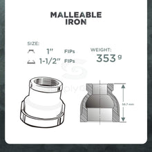 Load image into Gallery viewer, Everflow Galvanized Malleable Iron Reducing Coupling