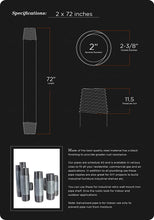 Load image into Gallery viewer, Supply Giant QDHM2072 Galvanized Steel Pipe, Pre Cut 2 in. x 72 in.
