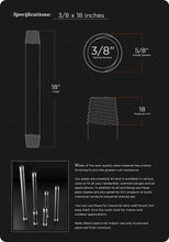 Load image into Gallery viewer, Supply Giant QDCM3818 18" Long Pre-Cut Black Steel Pipe with 3/8" Nominal Size Diameter
