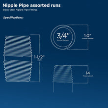 Load image into Gallery viewer, SUPPLY GIANT OQCM3415-4 Steel Nipple pipe, 3/4 in. x 1-1/2 in, Black, 4 Pack