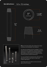 Load image into Gallery viewer, Supply Giant QDCM1072 72" Long Pre-Cut Black Steel Pipe with 1" Nominal Size Diameter