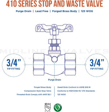 Load image into Gallery viewer, MIDLINE VALVE 632U234 Stop Valve with Drain