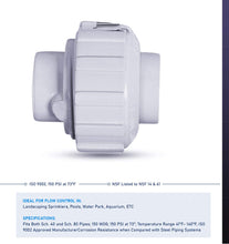 Load image into Gallery viewer, Midline Valve PVC Union Coupling Pipe Fitting 1/2'' Solvent Connections