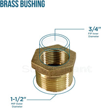 Load image into Gallery viewer, Supply Giant CSCV1123 1-1/2'' Male x 3/4'' Female NPT Lead Free Bushing, Fitting with Hexagonal Head Brass Construction Higher Corrosion Resistance Economical & Easy to Install, 19