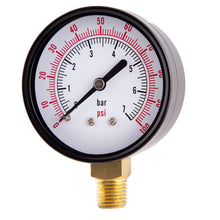 Load image into Gallery viewer, Supply Giant 2.5" inch Dial Utility Dry Water Pressure Gauge, Ideal for Swimming Pool Filter - Spa - Sprinkler - Well Pump - Aquarium - Water Hose, 1/4" NPT Brass Connection
