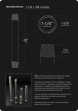 Load image into Gallery viewer, Supply Giant QDCM1148 48" Long Pre-Cut Black Steel Pipe with 1-1/4" Nominal Size Diameter