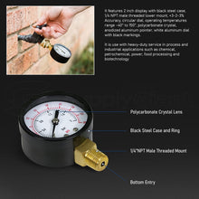 Load image into Gallery viewer, Supply Giant 2 in Dial Utility Dry Pressure Gauge, 0-160 Psi Ideal for Swimming Pool Filter - Spa - Sprinkler - Well Pump - Aquarium - Water Hose, 1/4 in NPT Lower Mount Brass Connection, 0-30 psi