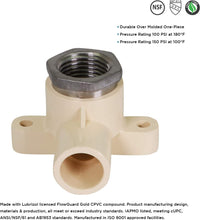 Load image into Gallery viewer, Supply Giant TTDQE034 Female x CPVC Drop Ear Elbow Transition Pipe Fitting; Durable Over Molded One-Piece Design; 1/2 in.; Lead Free Plastic , White