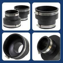 Load image into Gallery viewer, Supply Giant 6I58 Flexible Pvc Reducing Coupling with Stainless Steel Clamps, 4" x 3", Black