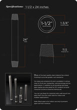 Load image into Gallery viewer, Supply Giant QDCM1524 24" Long Pre-Cut Black Steel Pipe with 1-1/2" Nominal Size Diameter