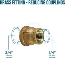 Load image into Gallery viewer, Supply Giant CSSD0340 3/4'' x 1/4'''' Lead Free Reducing Coupling with Female National Pipe Taper Threaded Ends, Brass Construction, Higher Corrosion Resistance, Economical & Easy to Install, 20