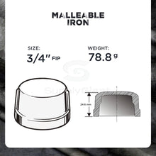 Load image into Gallery viewer, Everflow Supplies Black Malleable Iron Pipe Cap for 150 lb Applications with Female Thread