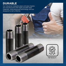 Load image into Gallery viewer, SUPPLY GIANT OQCM1212-2 NPBL1212-2 Steel Nipple Pipe, 1/2" x 12", Black