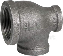 Load image into Gallery viewer, Everflow Supplies BMRT0345 Black Malleable Reducing Tee with Female Threaded Fitting