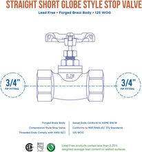Load image into Gallery viewer, MIDLINE VALVE 95344 Short Globe Style Stop Valve