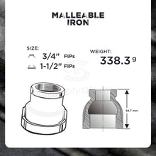 Load image into Gallery viewer, Everflow Black Malleable Iron Reducing Coupling