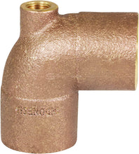 Load image into Gallery viewer, Supply Giant DGDU563I Cast Brass Baseboard Tee Fitting with Solder Cup to Female Thread Connection and Solder Cup Branch, 3/4" x 1/8" x 3/4", Copper