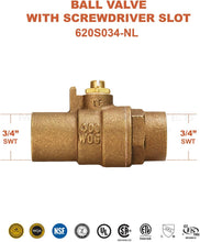 Load image into Gallery viewer, Midline Valve Premium Brass Ball Valve with Screwdriver Slotted Handle Sweat Connections
