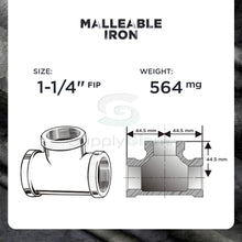 Load image into Gallery viewer, Everflow Supplies High Pressure Black Malleable Tee Fitting with Female Threaded Connections, 1/2"