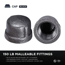 Load image into Gallery viewer, Everflow Supplies Black Malleable Iron Pipe Cap for 150 lb Applications with Female Thread