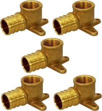 Load image into Gallery viewer, Supply Giant QYEM0034-5 PEX Barb X FIP 90 Degree Drop Ear Elbow Pipe Fitting X 3/4" Brass (Pack of 5), 3/4x3/4
