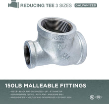 Load image into Gallery viewer, Everflow Supplies Galvanized Malleable Three Size Reducing Tee with Female Threaded Fittings