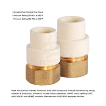 Load image into Gallery viewer, Supply Giant CSDQG034 Female x PVC Adapter Transition Pipe Fitting Durable Over Molded One-Piece Design 1/2 in. Lead Free Brass