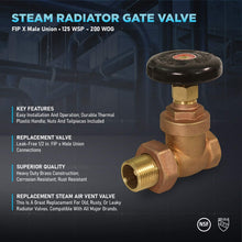 Load image into Gallery viewer, Midline Valve Steam Radiator Gate Valve; Air Vent Temperature Control
