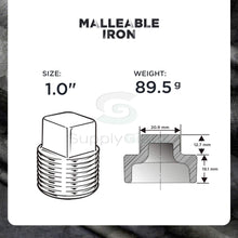 Load image into Gallery viewer, Supply Giant CNQM03I0 Black Malleable Iron Plug with Square Head, 1/8"