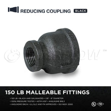 Load image into Gallery viewer, Everflow Black Malleable Iron Reducing Coupling