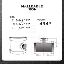 Load image into Gallery viewer, Everflow Supplies BMRT1201 1-1/2" x 1/2" Black Malleable Reducing Tee