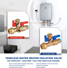 Load image into Gallery viewer, Midline Valve GUHW-JTP3-S-MG Tankless Heater Kit-Set of 2 Heavy Duty Hot and Cold Isolation Valves with Cleanouts