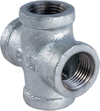 Load image into Gallery viewer, Everflow Supplies Galvanized Malleable Iron Cross Fitting for 150 lb Applications and with Equal Sized Female Threaded Connects