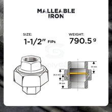 Load image into Gallery viewer, Everflow Supplies Black Malleable Iron Straight Union for 150 lb Applications with Female Threaded Connects