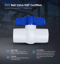 Load image into Gallery viewer, Midline Valve PVC Ball Valve Blue T-Handle for Potable Water 1/2 in