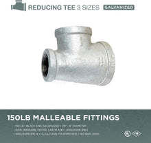 Load image into Gallery viewer, Everflow Supplies Galvanized Malleable Reducing Tee with Female Threaded Fitting