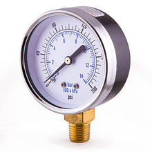 Load image into Gallery viewer, Supply Giant 2.5" inch Dial Utility Dry Water Pressure Gauge, Ideal for Swimming Pool Filter - Spa - Sprinkler - Well Pump - Aquarium - Water Hose, 1/4" NPT Brass Connection