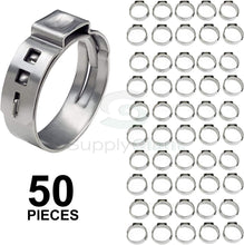 Load image into Gallery viewer, SUPPLY GIANT QYLU-DS34-70 Oetiker Style Pinch Clamps Pex Cinch Rings 1/2 INCH, Stainless Steel Pack of 50