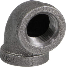 Load image into Gallery viewer, Everflow Supplies 90 Degree Malleable Iron Elbow Fitting for High Pressures with Female Thread Connects and Black Finish