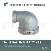 Load image into Gallery viewer, Everflow Supplies 90 Degree Galvanized Malleable Iron Reducing Elbow for High Pressures