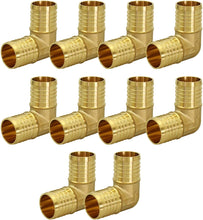 Load image into Gallery viewer, Supply Giant QYMO0100-10 X PEX 90 Degree Elbow Barb Pipe Fitting 1" Brass, 1 Inch