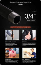 Load image into Gallery viewer, Supply Giant QDCM3436 36" Long Pre-Cut Black Steel Pipe with 3/4" Nominal Size Diameter, 36 Inch