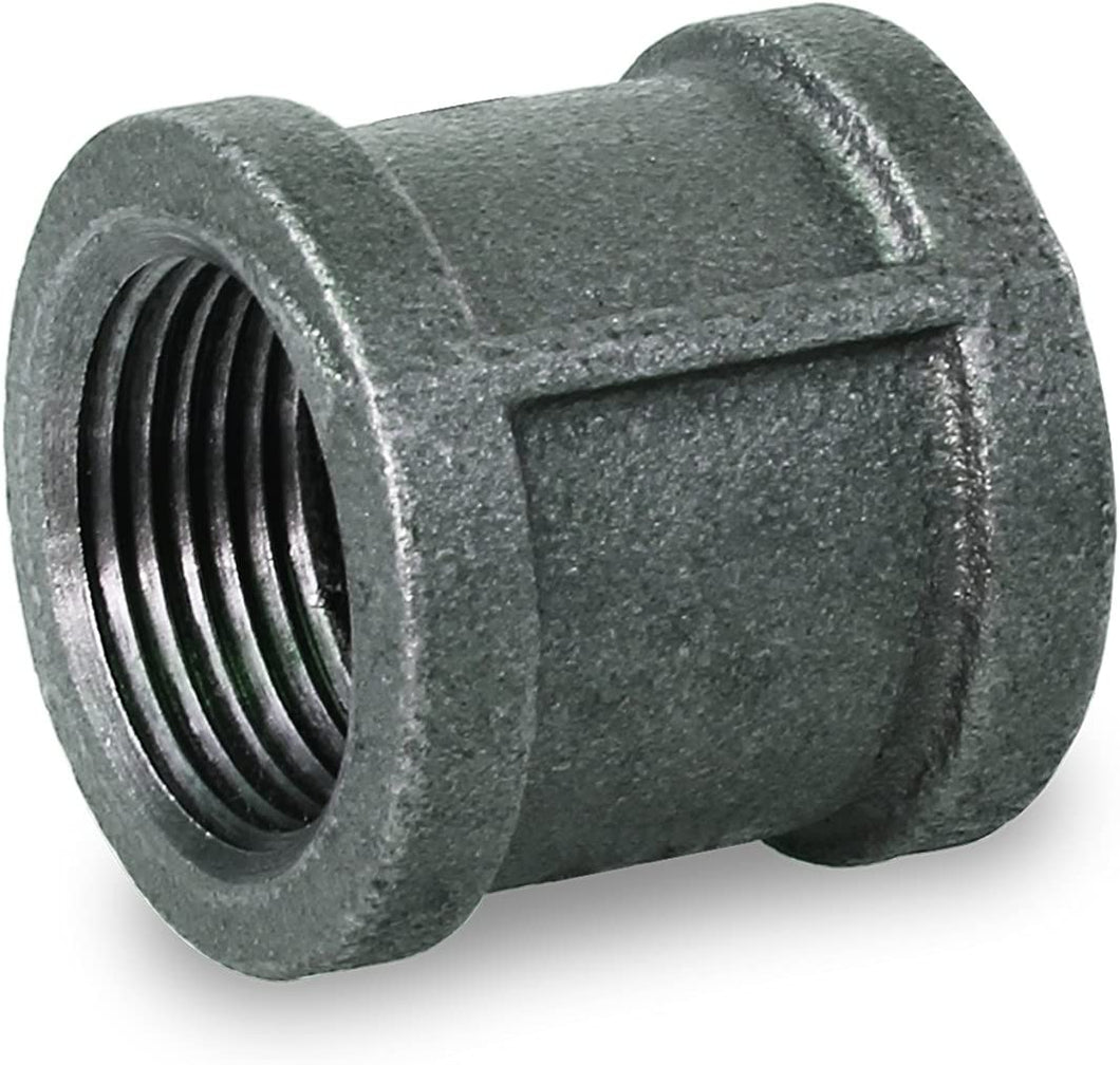 SUPPLY GIANT Straight Malleable Iron Coupling With Black Coating And With Banded Ends